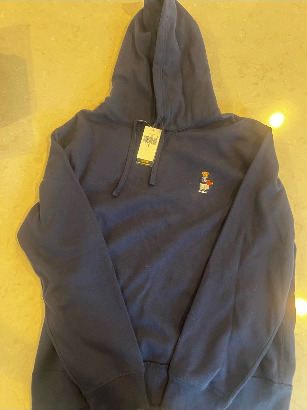 Polo Ralph Lauren Polo Bear Basketball Navy Hoodie Size L NWT